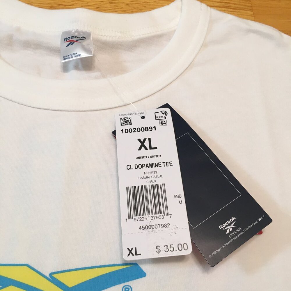 Reebok Dopamine Radiate Good Vibes White T-Shirt Unisex Men's Women's XL - Picture 6 of 14